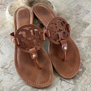 Tory Burch Tan Leather Cutout Sandals